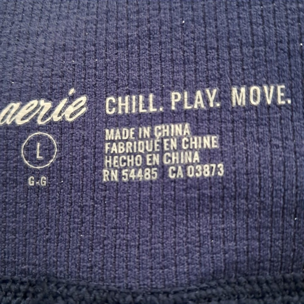 Aerie L Chill Play Move Navy Blue Sparkle Ribbed High Waisted Leggings NWT - Picture 5 of 7